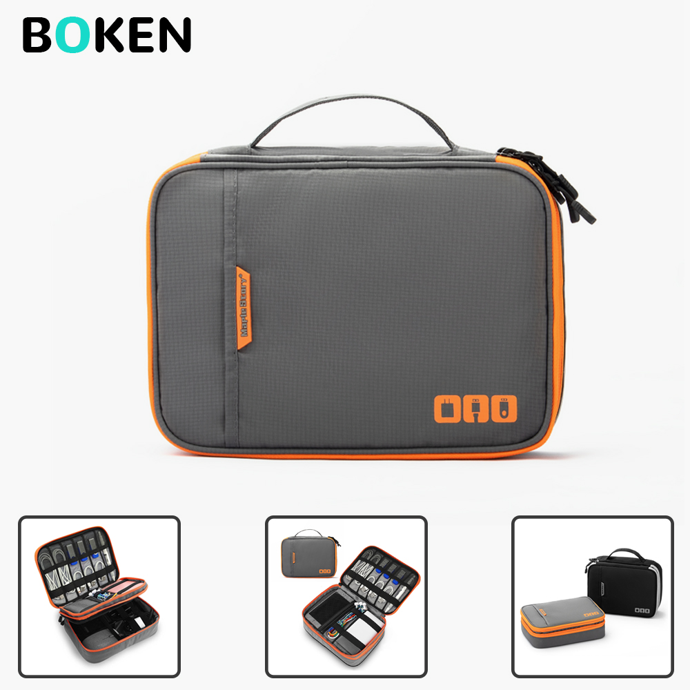 Tech Accessories Travel Organizer Pouch - Multi-Compartment Portable Electronic Organizer Bag, Double