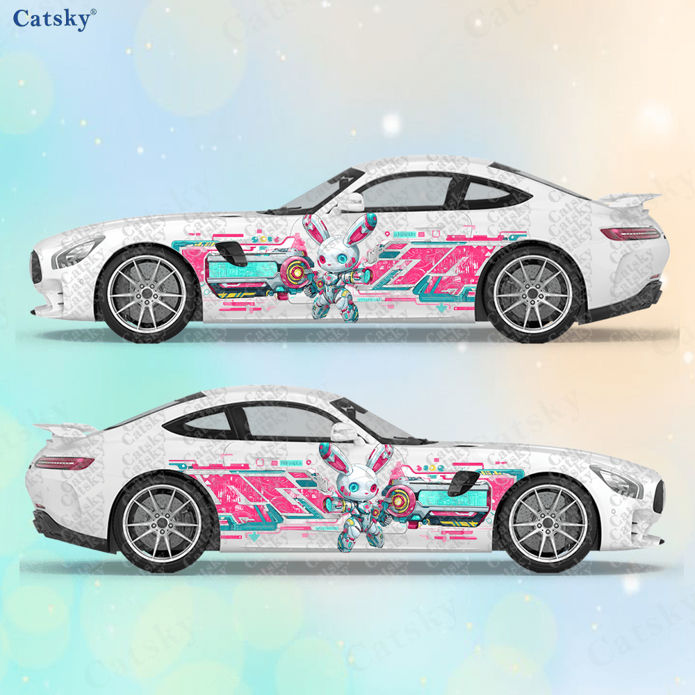 2pcs Cyberpunk Line Tech Bunny - Tech Accessories For Car のレビューと価格
