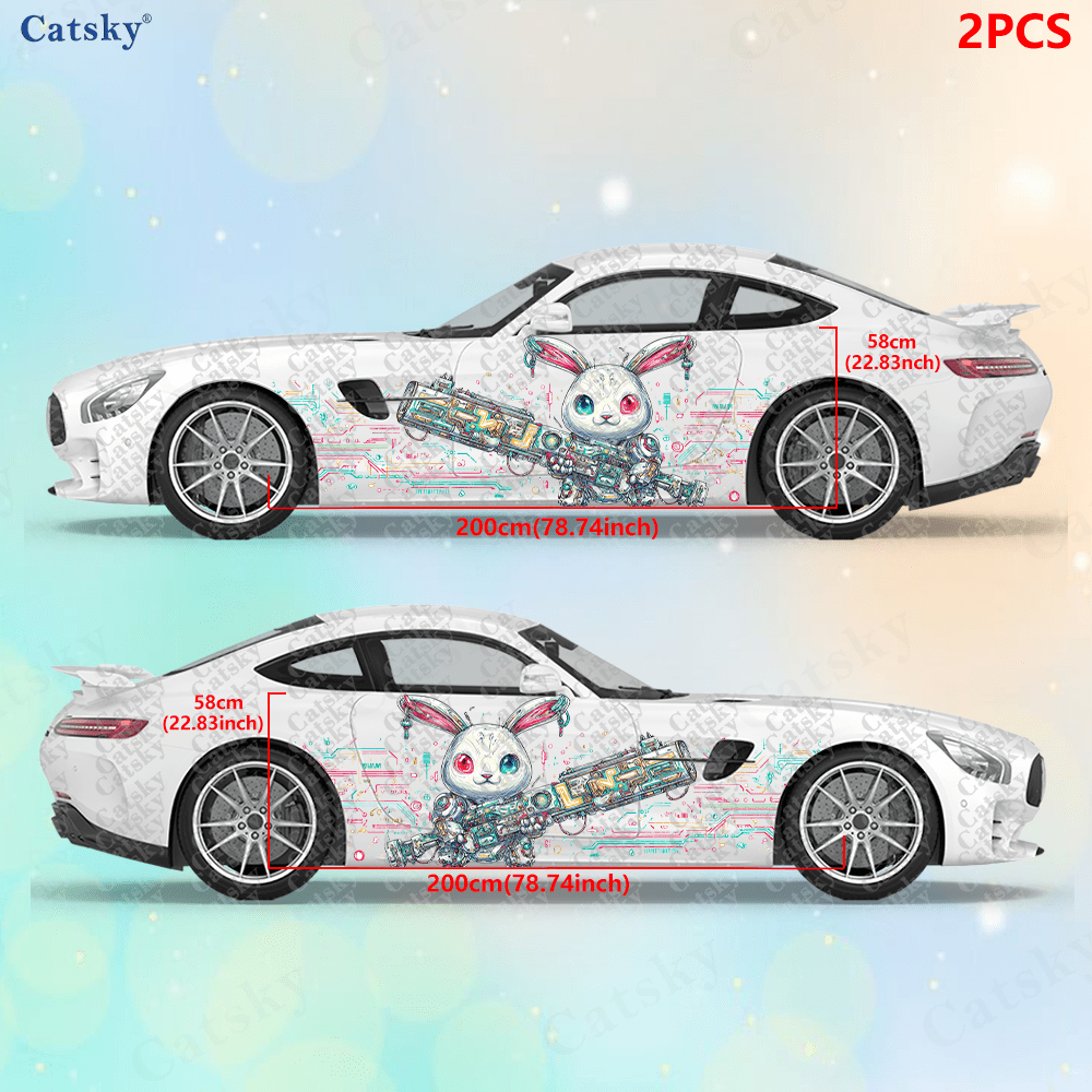 2pcs Cyberpunk Line Tech Bunny - Tech Accessories For Car のレビューと価格