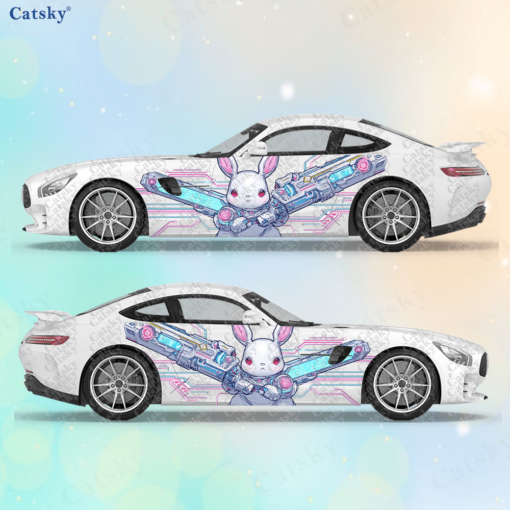 2pcs Cyberpunk Line Tech Bunny - Tech Accessories For Car のレビューと価格