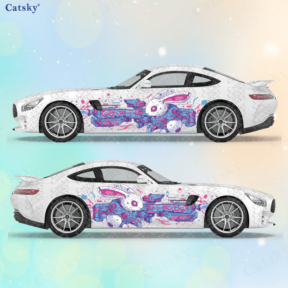 2pcs Cyberpunk Line Tech Bunny - Tech Accessories For Car のレビューと価格