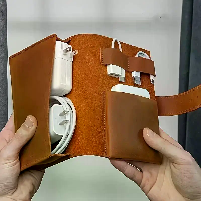 1pc PU Leather Multi-Compartme - Tech Accessories Travel Case のレビューと価格