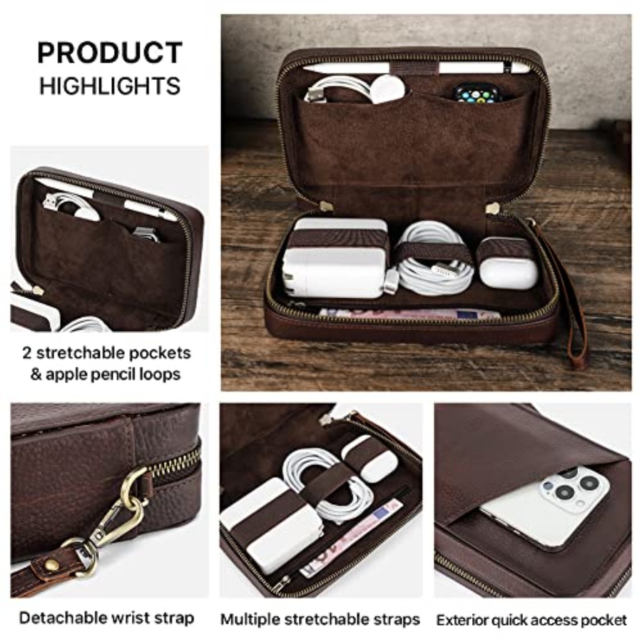Full Grain Leather Electronic  - Tech Accessories Travel Case のレビューと価格