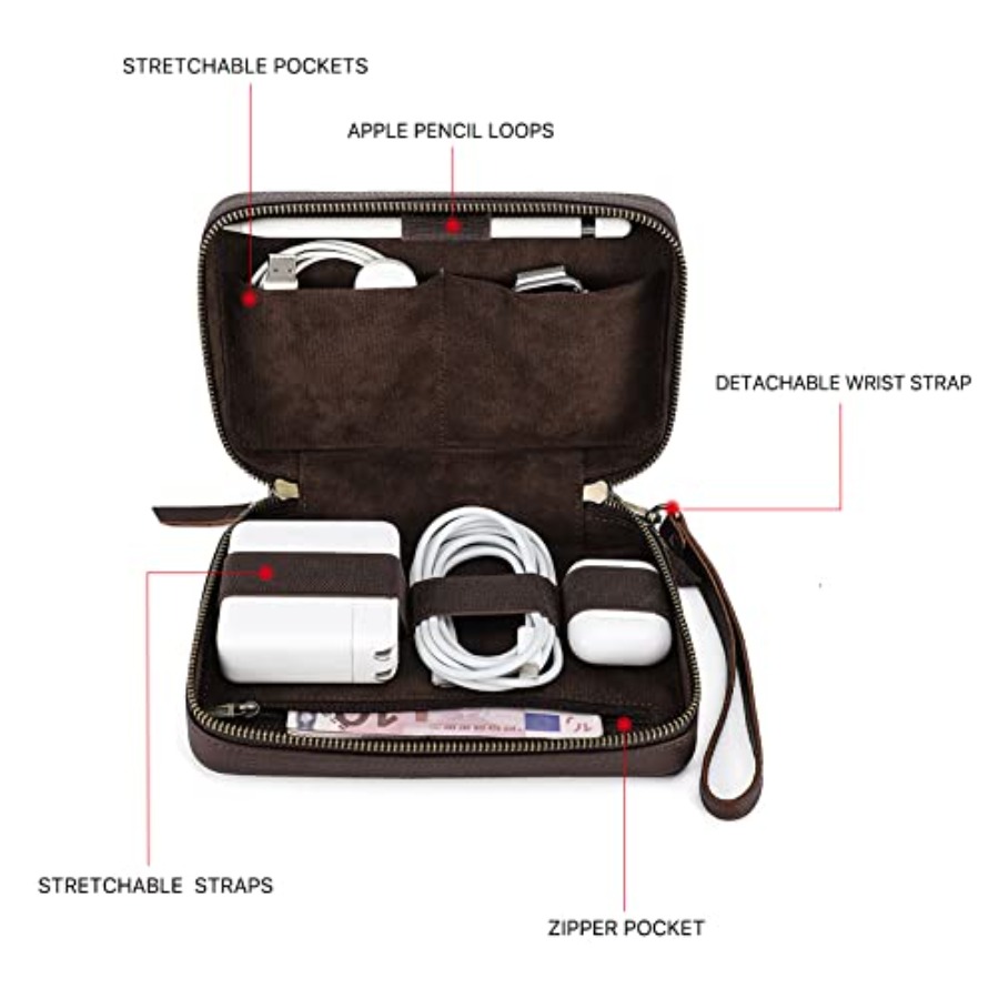 Full Grain Leather Electronic  - Tech Accessories Travel Case のレビューと価格