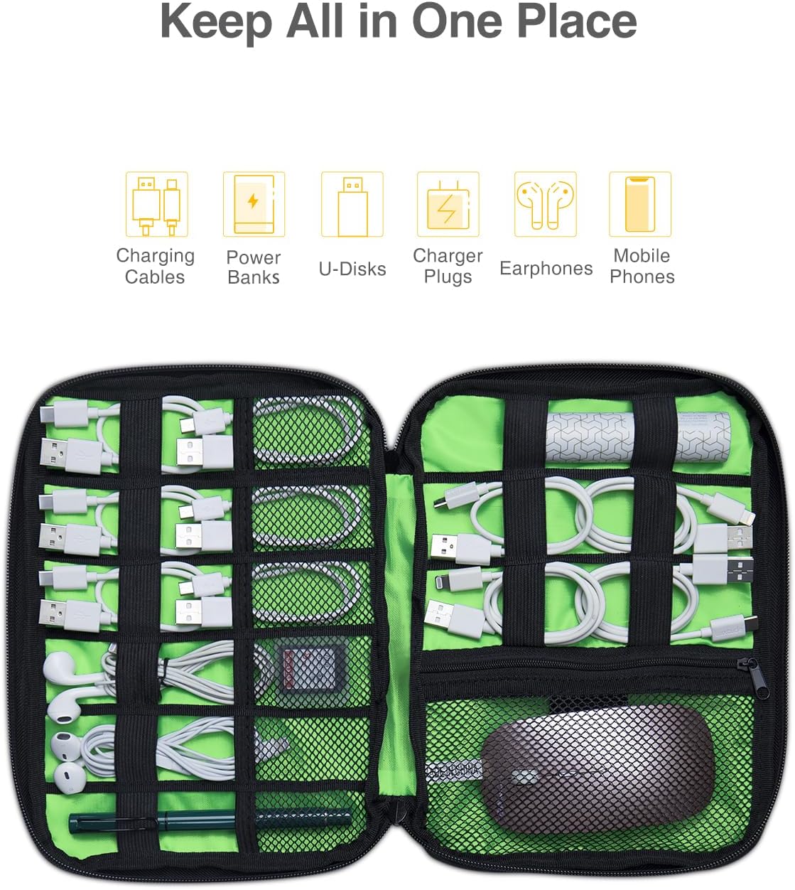 Travel Cable Organizer Bag, Fl - Tech Accessories Travel Case のレビューと価格
