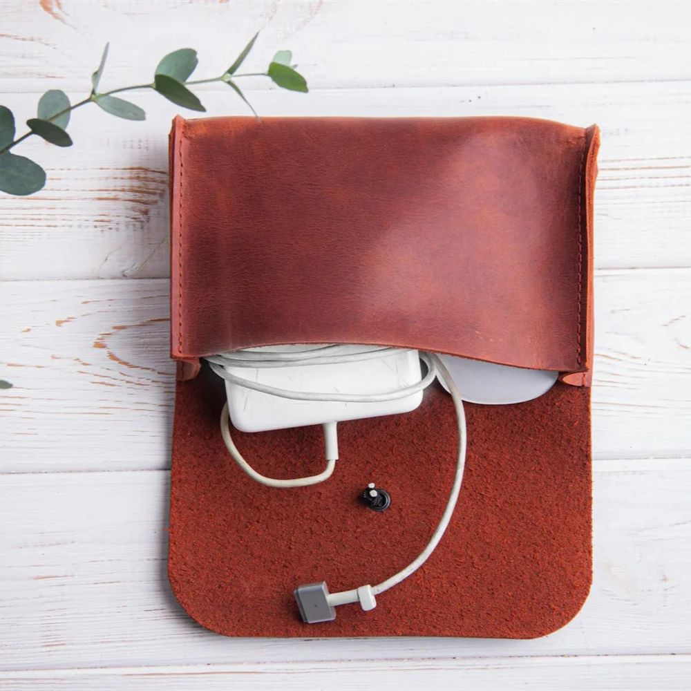 Genuine Leather MacBook Mouse  - Tech Accessories Travel Organizer Pouch のレビューと価格