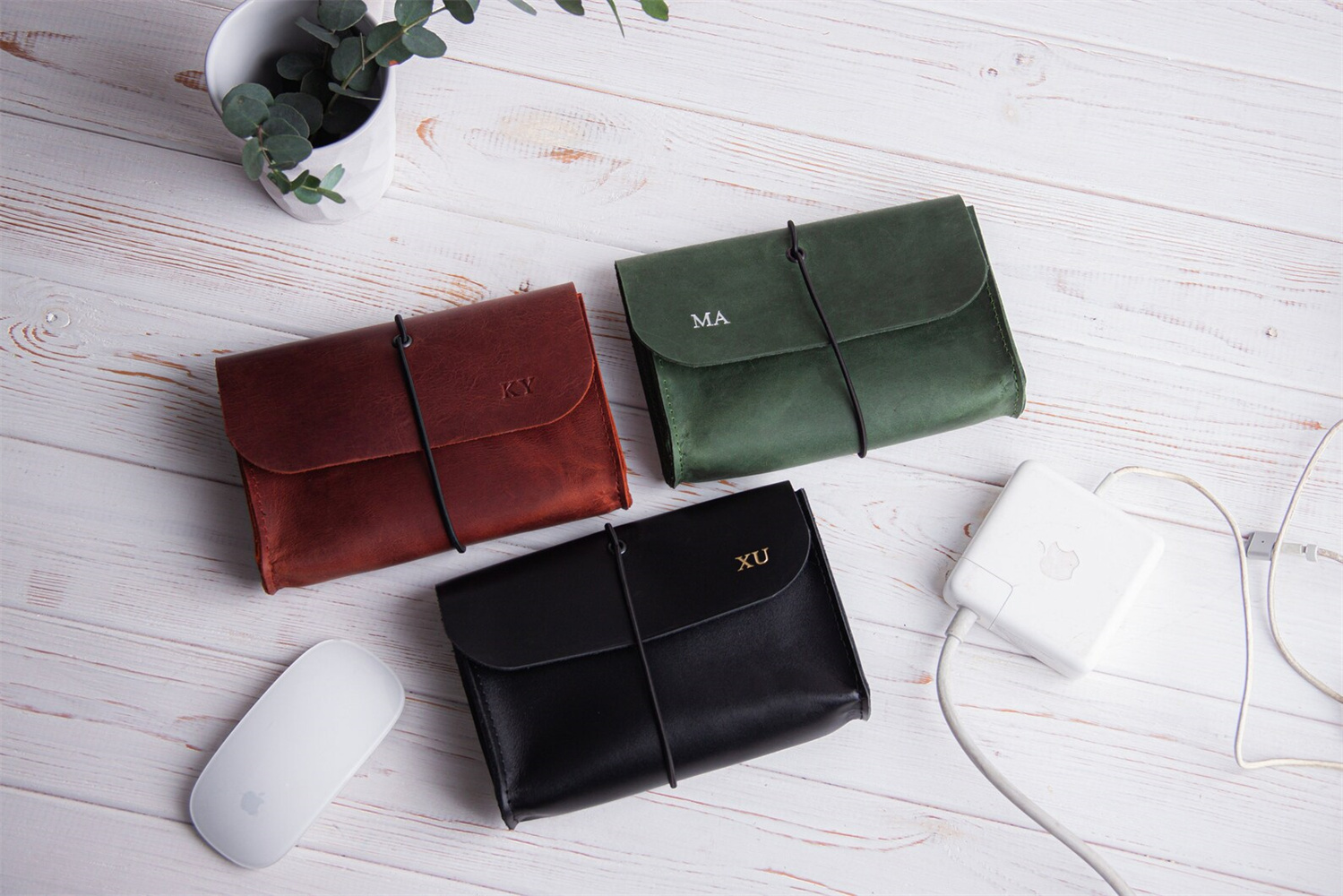 Genuine Leather MacBook Mouse  - Tech Accessories Travel Organizer Pouch のレビューと価格
